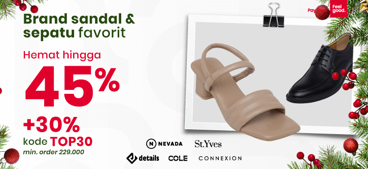 Brand Sandal & Sepatu Favorit Hemat Hingga 45% + 30%